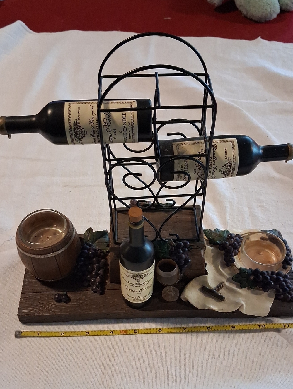 Decorative Black Metal Wine Bottle Rack with Vineyard Accents Yankee Candle